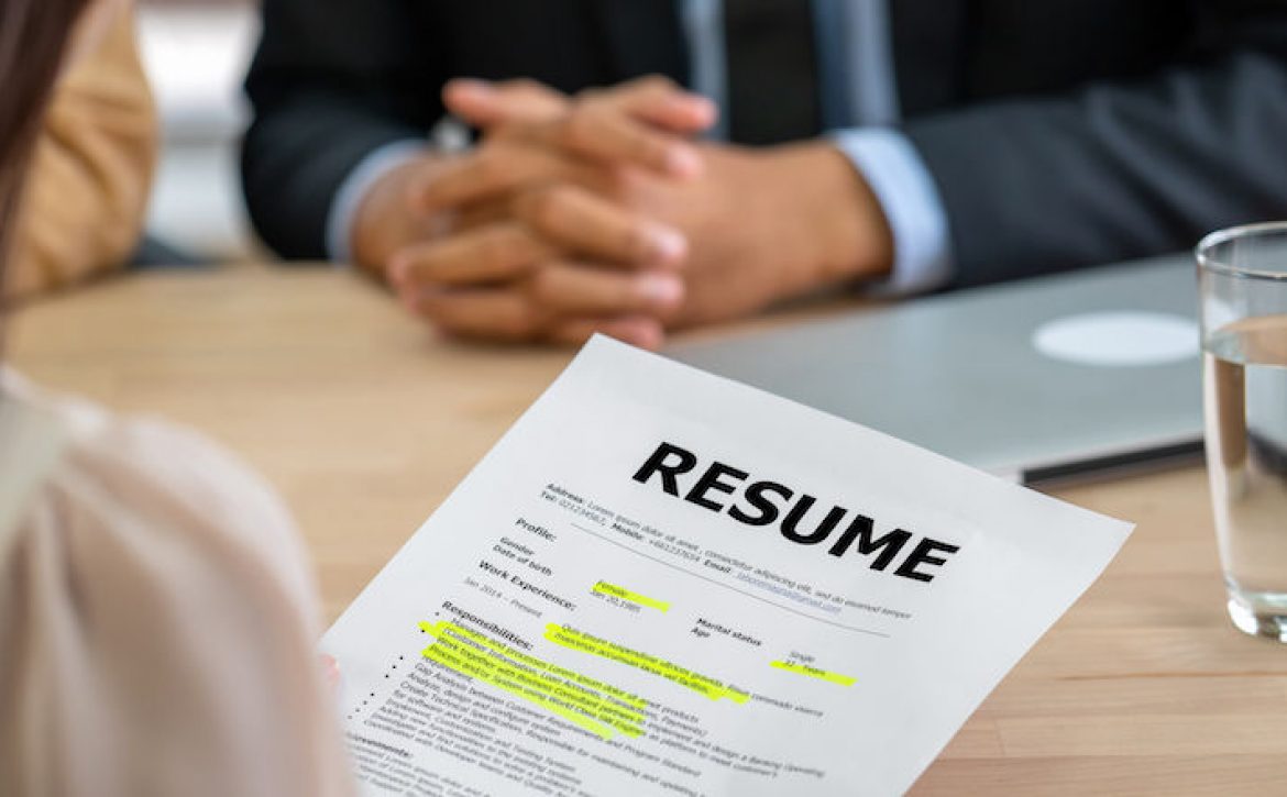 Job interview with resume before interview